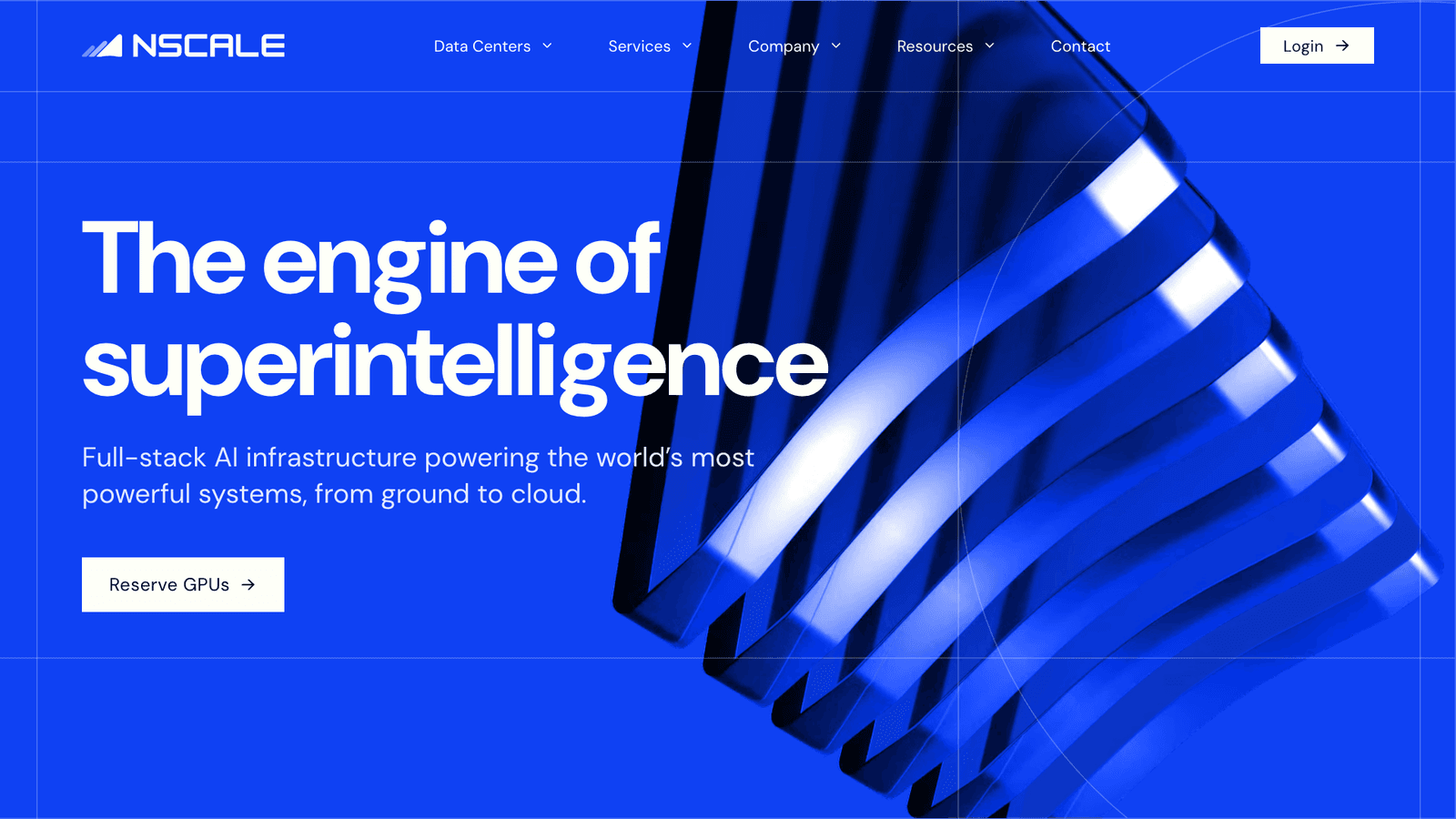 Brittiläisen Nscalen verkkosivun etusivu, otsikko "The engine of superintelligence".